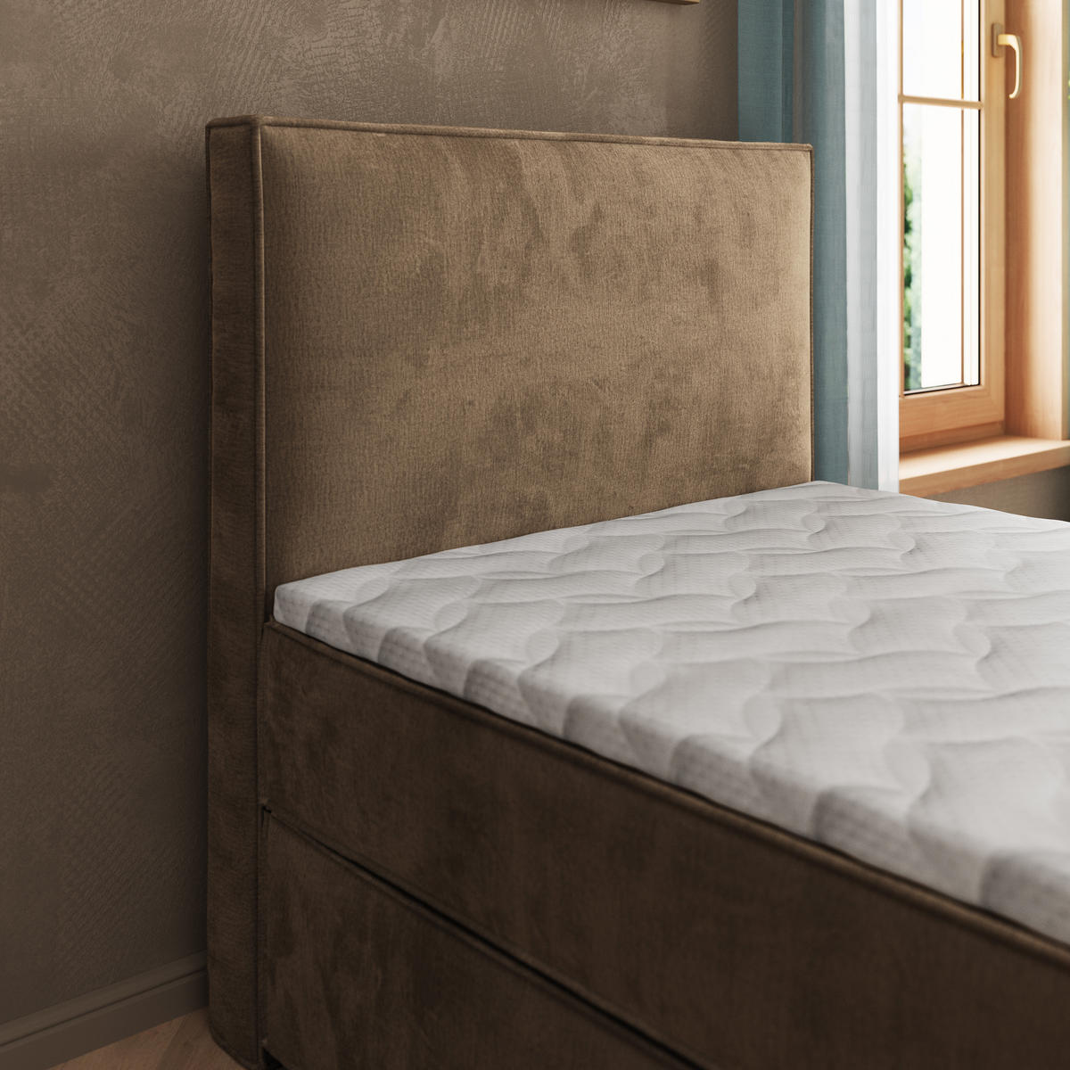 BOXBETT PELLIO 90x200 cm mit Matratze und Topper - Beige - Beige, Holz (90/200cm) - MASSENO