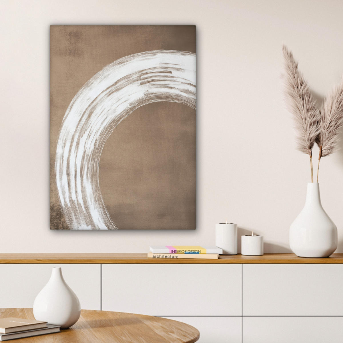 LEINWANDBILD Farbe - Braun - Japandi 60x80 cm - Kupferfarben, Textil (60/80cm) - MuchoWow