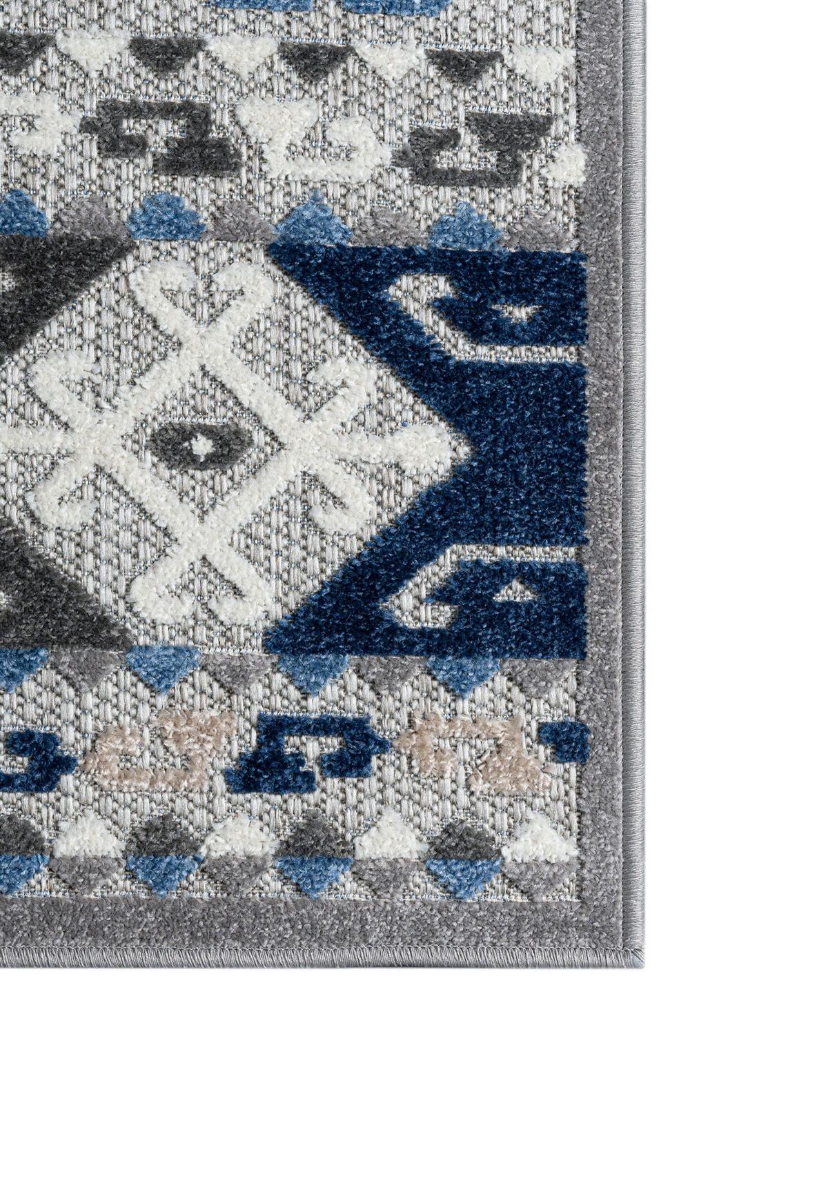 TEPPICH In-Outdoor Blue Ethnische - Kurzflor Rechteckig Grau - 140 x 200 cm - Blau, Textil (140/200cm) - Mazovia