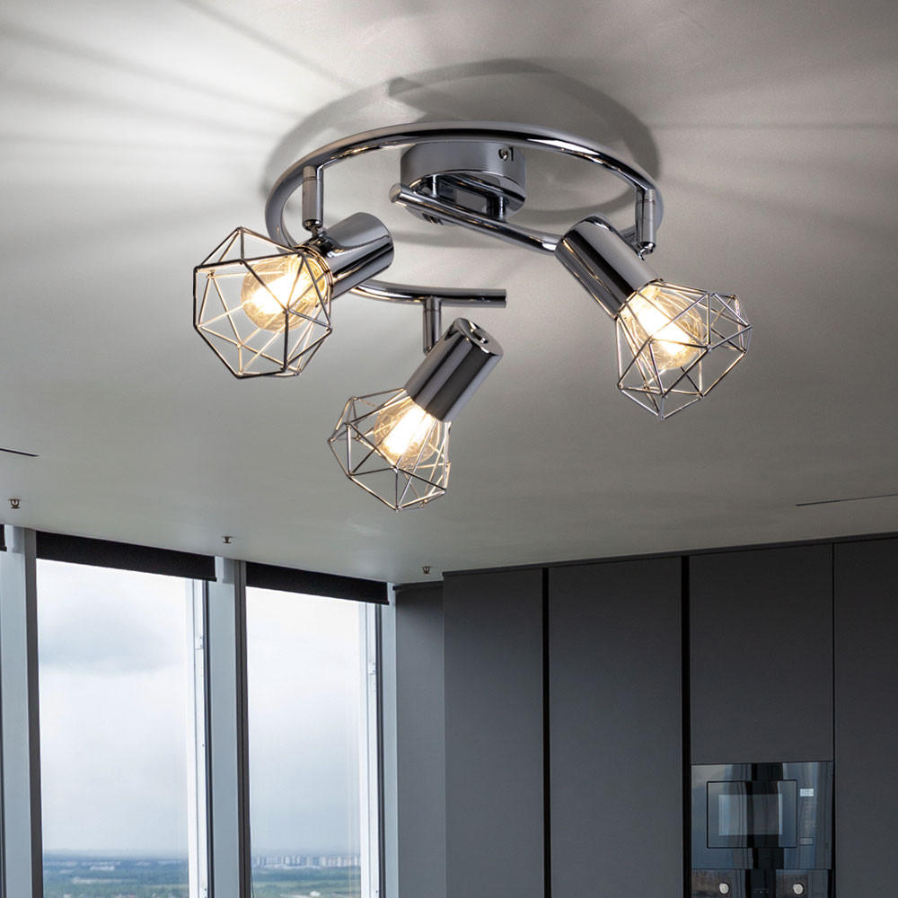 LED DECKENLEUCHTE XARA I Chrom Silber - Silberfarben, Metall (25/25/15cm) - Globo Lighting