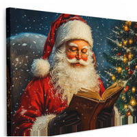 LEINWANDBILD Weihnachtsmann - Weihnachten - Winter - Weihnachtsbaum Wanddeko 90x60 cm - Bordeaux, Textil (90/60cm) - MuchoWow