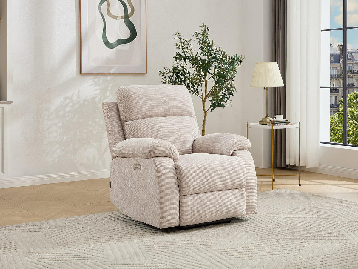 RELAXSESSEL - 1 Person - stoff - beige Koceni - Beige, Textil (91/100/96cm) - Vente-Unique