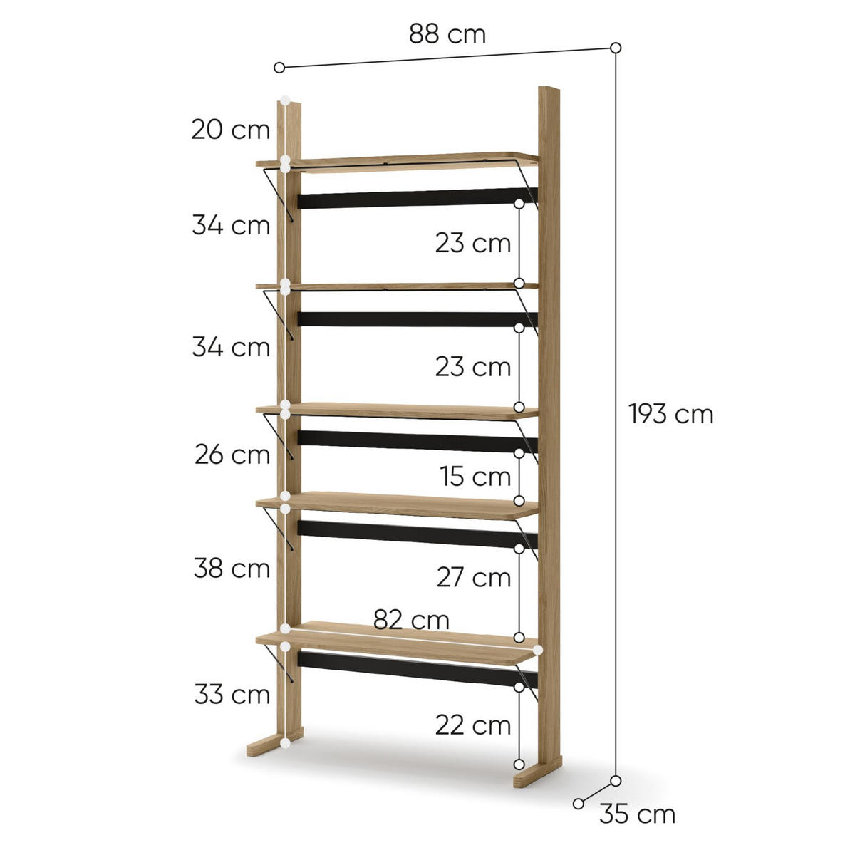 STANDREGAL Ollie Eichenholzoptik 88 cm - Eichefarben, Holzwerkstoff (88/193/35cm) - Selsey
