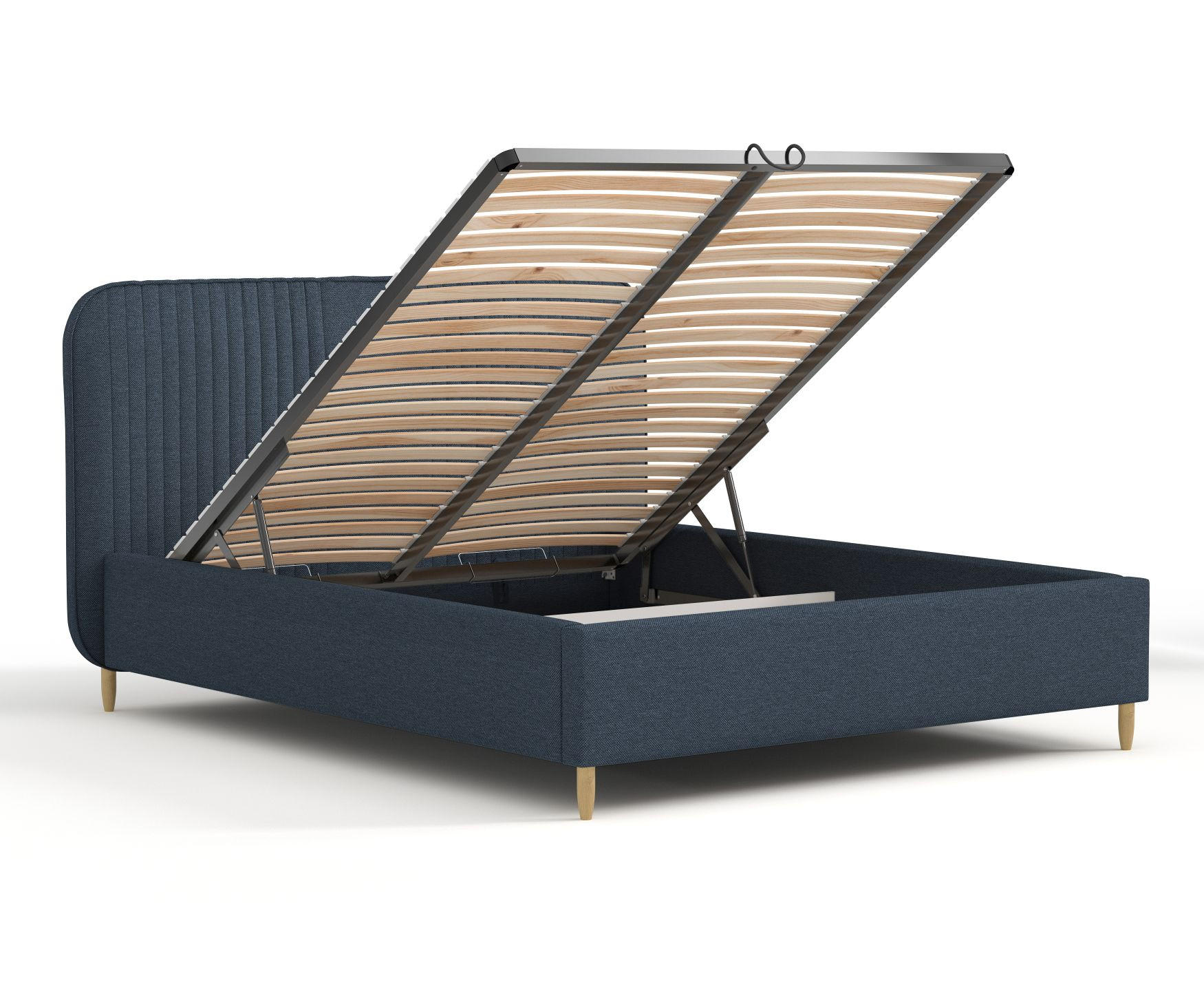POLSTERBETT Livy Marineblau 140/200 cm im Webstoff - Naturfarben/Dunkelblau, Holz/Holzwerkstoff (140/200cm) - Maison de Reve