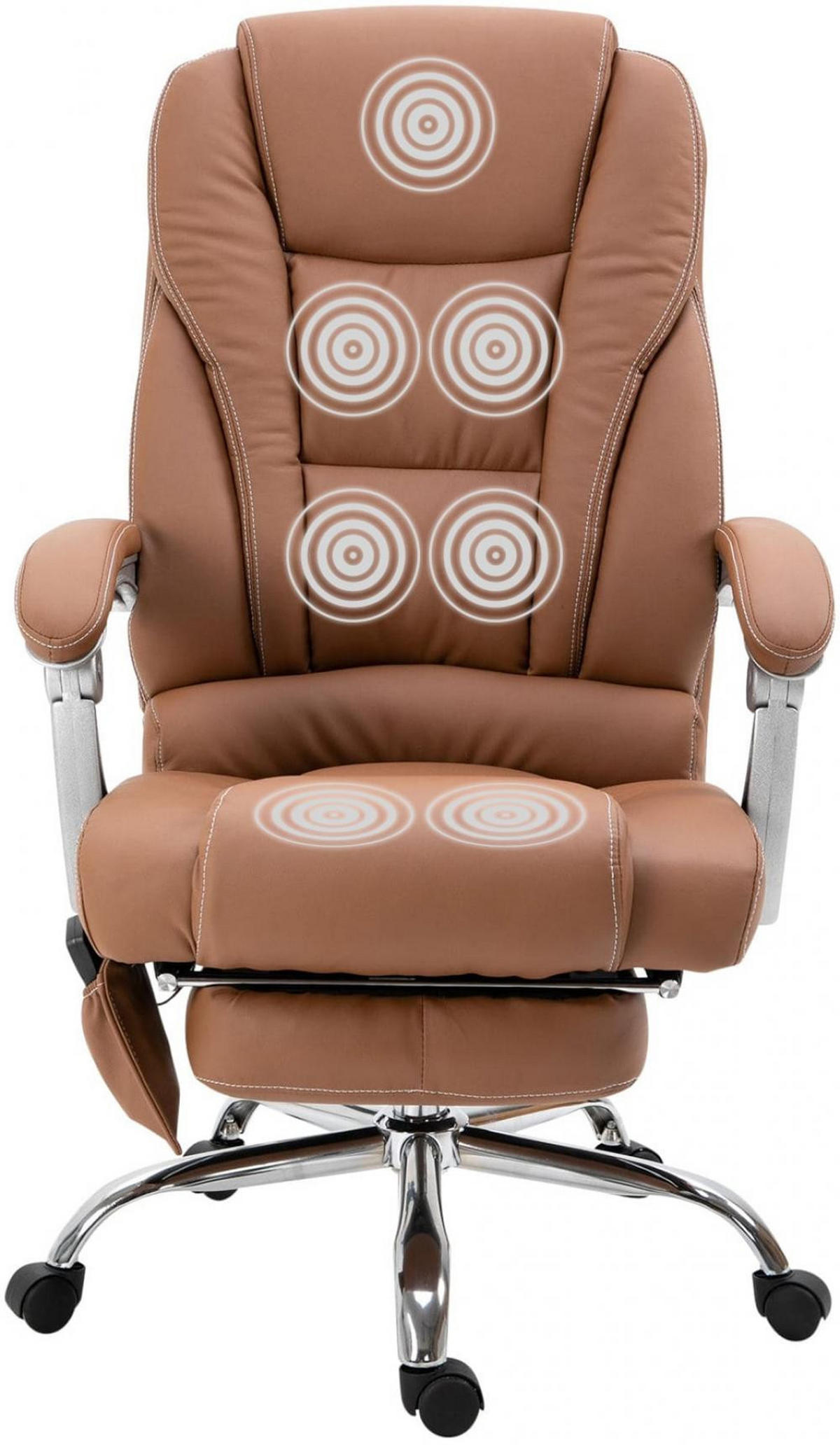 CHEFSESSEL Lederlook hellbraun - Hellbraun, Textil/Metall (68/118/64cm) - CLP