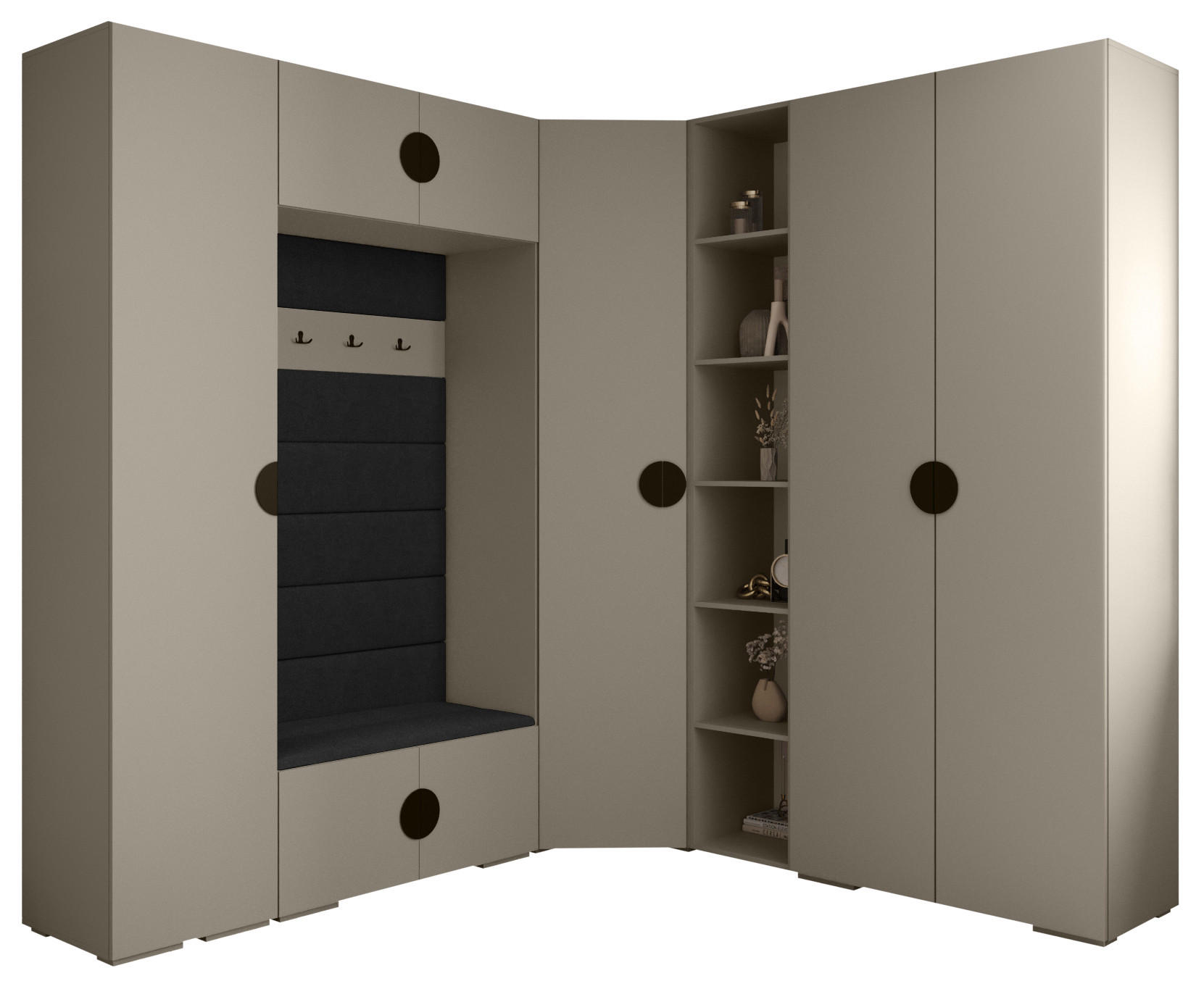 Abiks Möbel Garderoben-Set Kaschmir, Schwarz 231.7x236.7x47 cm