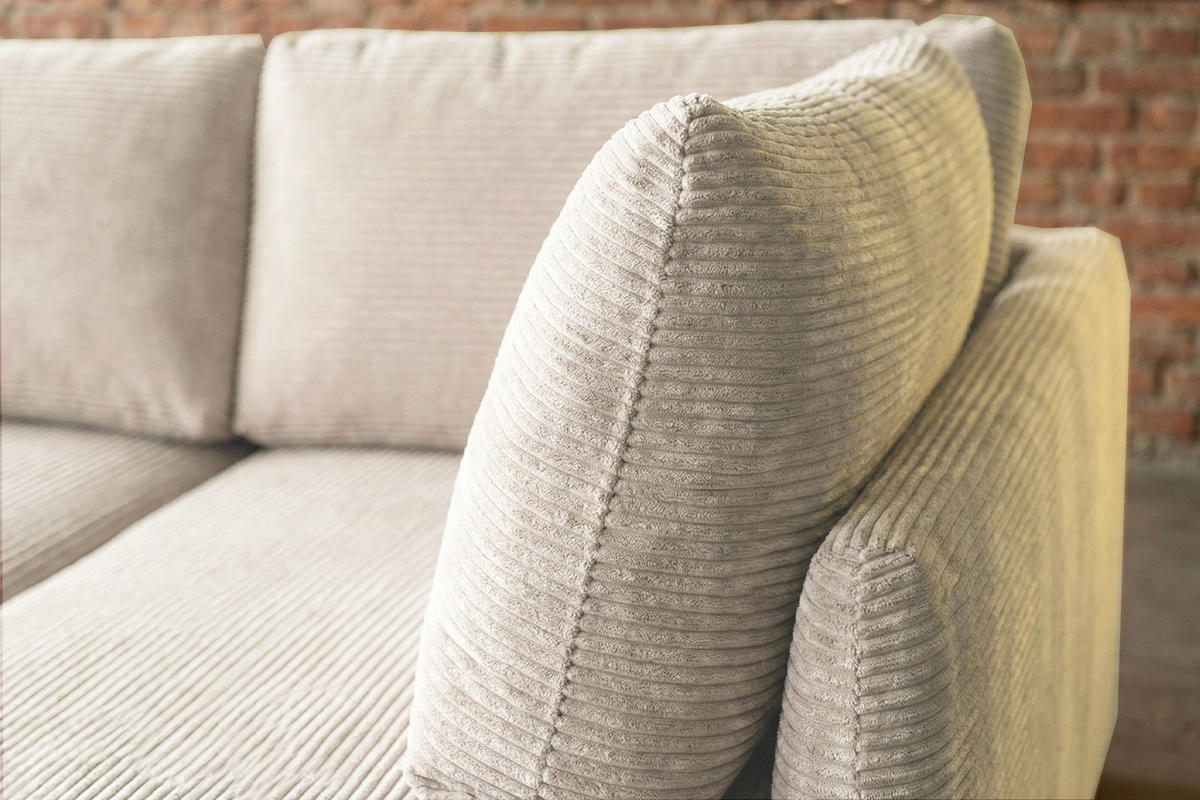 SCHLAFSOFA SADIRA Cremeweiß Cord - Creme/Schwarz, Kunststoff/Textil (288/209cm) - KAWOLA