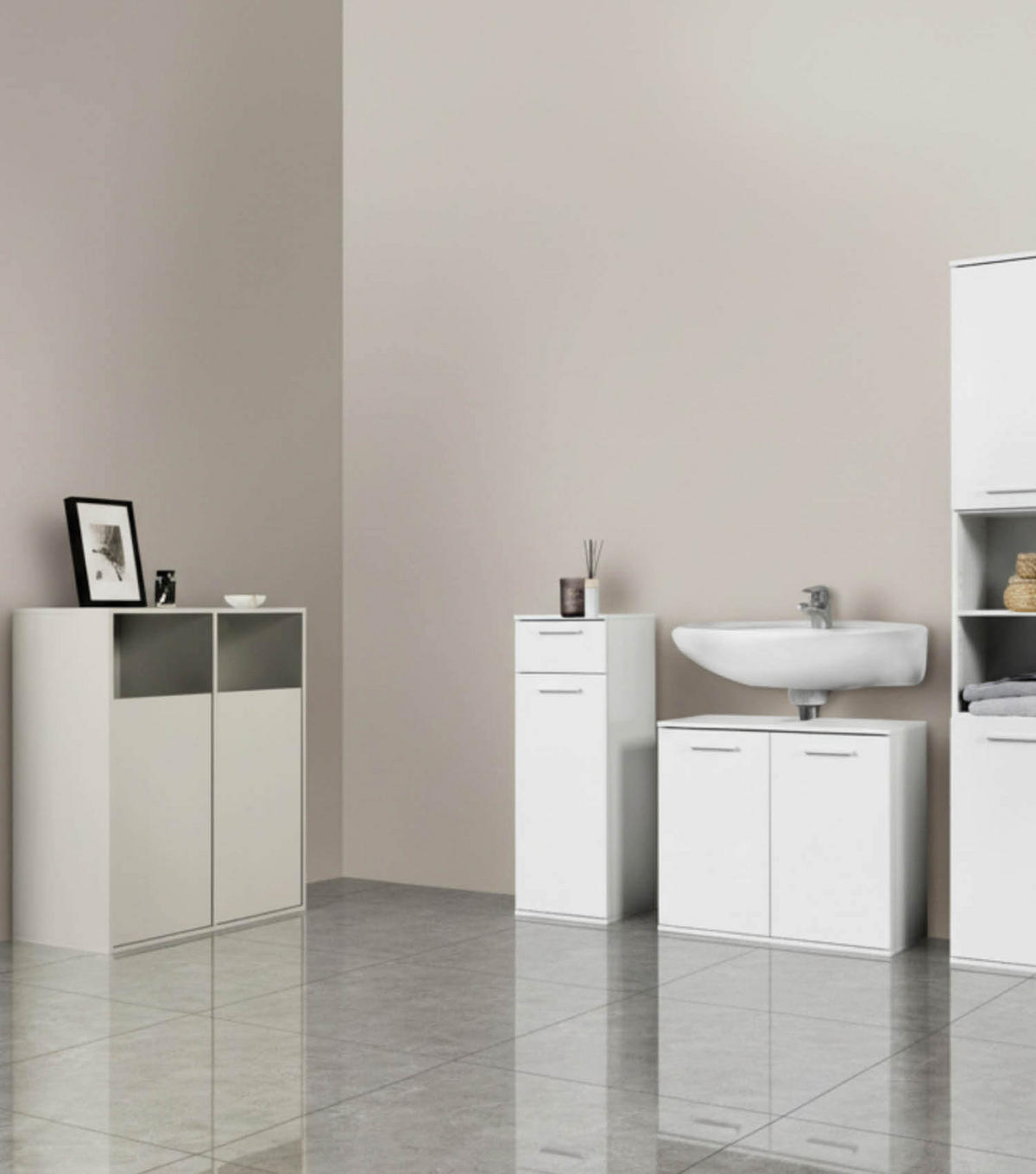 WÄSCHESCHRANK Der Wäschehüter - Beige, Holzwerkstoff (80/95/40cm) - Mokebo