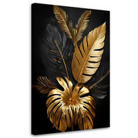 WANDBILD goldene palmblätter glamour - Goldfarben, Textil (80/120cm) - Feeby