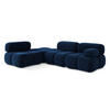ECKSOFA Links Samt Stoff Blau - Blau/Schwarz, Kunststoff/Textil (190/285cm) - Makamii