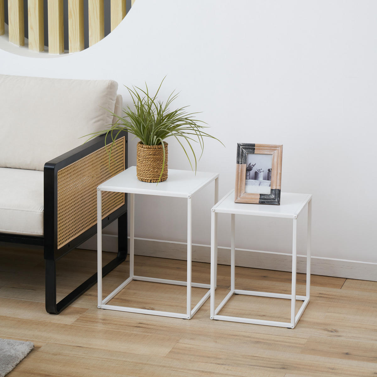 COUCHTISCH THEMI 2er Set Metall Weiß - Weiß, Metall (35/35/45cm) - SVITA
