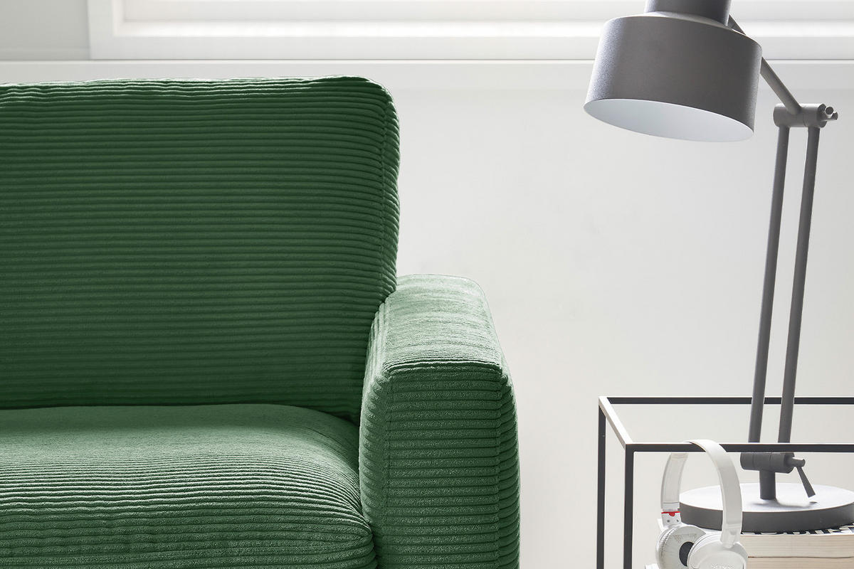 ECKSOFA CARA Smaragdgrün Cord - Smaragdgrün/Dunkelgrün, Textil/Metall (272/190cm) - KAWOLA