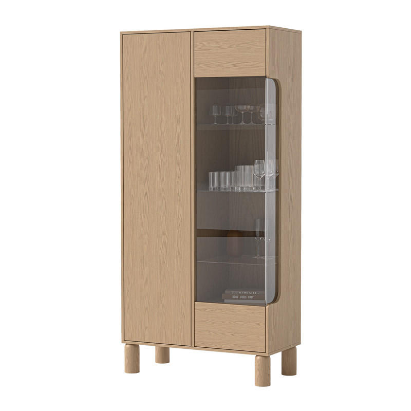 VITRINE SENA 197 cm Eiche Bookmatch - Eichefarben, Eichenholz/Holzwerkstoff (89/197/40.5cm) - Idohome