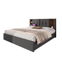 POLSTERBETT 160/200 cm in Grau Leinen mit 4 Schubladen, USB und Type-C - Grau, Holzwerkstoff/Textil (160/200cm) - WISHDOR