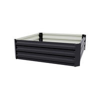 HOCHBEET Pflanzkasten aus verzinktem Stahl in Anthrazit Quadratischen Blumenkasten für Garten und Balkon, 100 × 100 × 30 cm 4,85 kg - Dunkelgrau, Metall (100/30/100cm) - Livingandhome