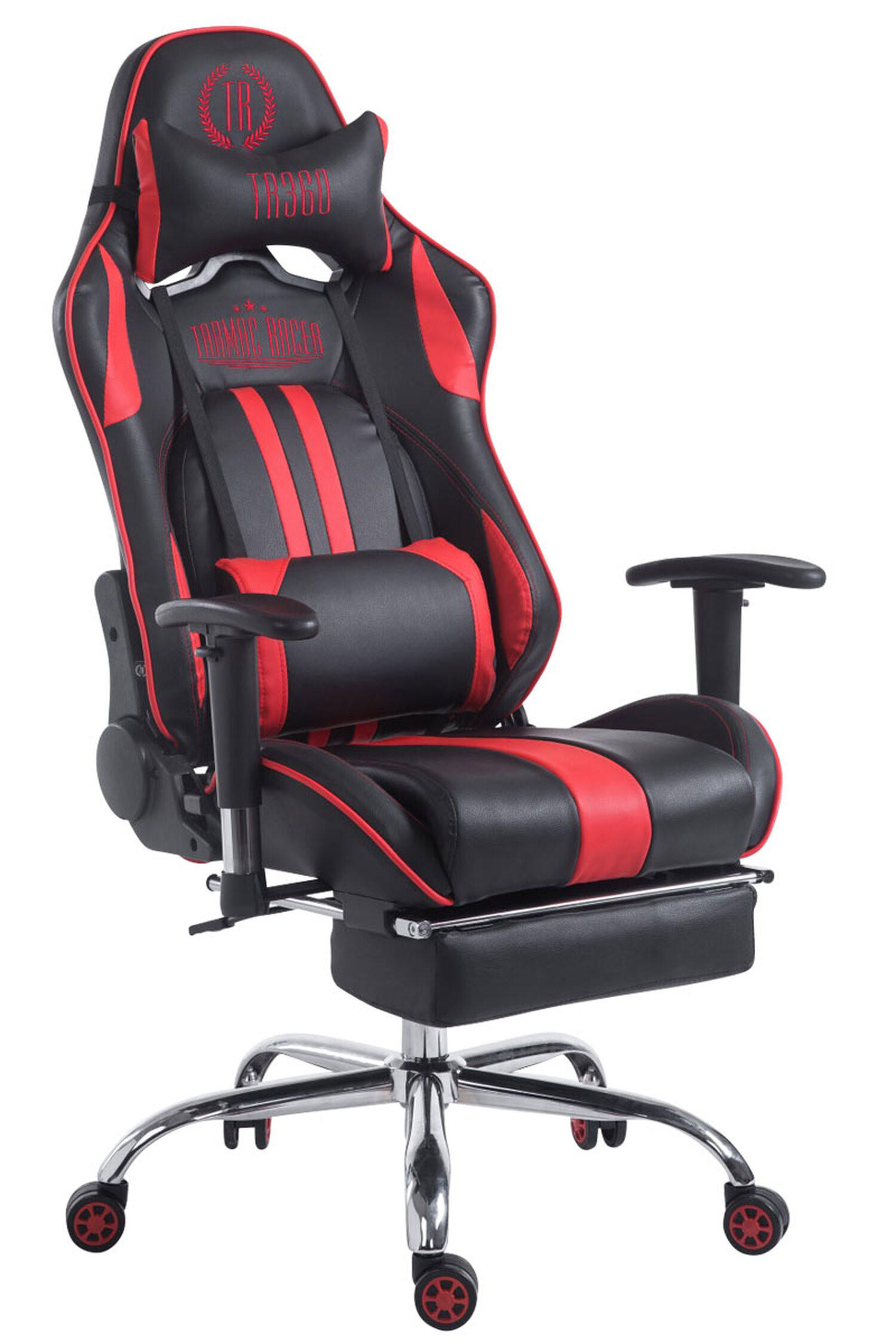 GAMINGSTUHL Limitless-2, Kunstleder mit Fußablage Schwarz/Rot - Rot, Textil/Metall (70/135/58cm) - TPFLiving