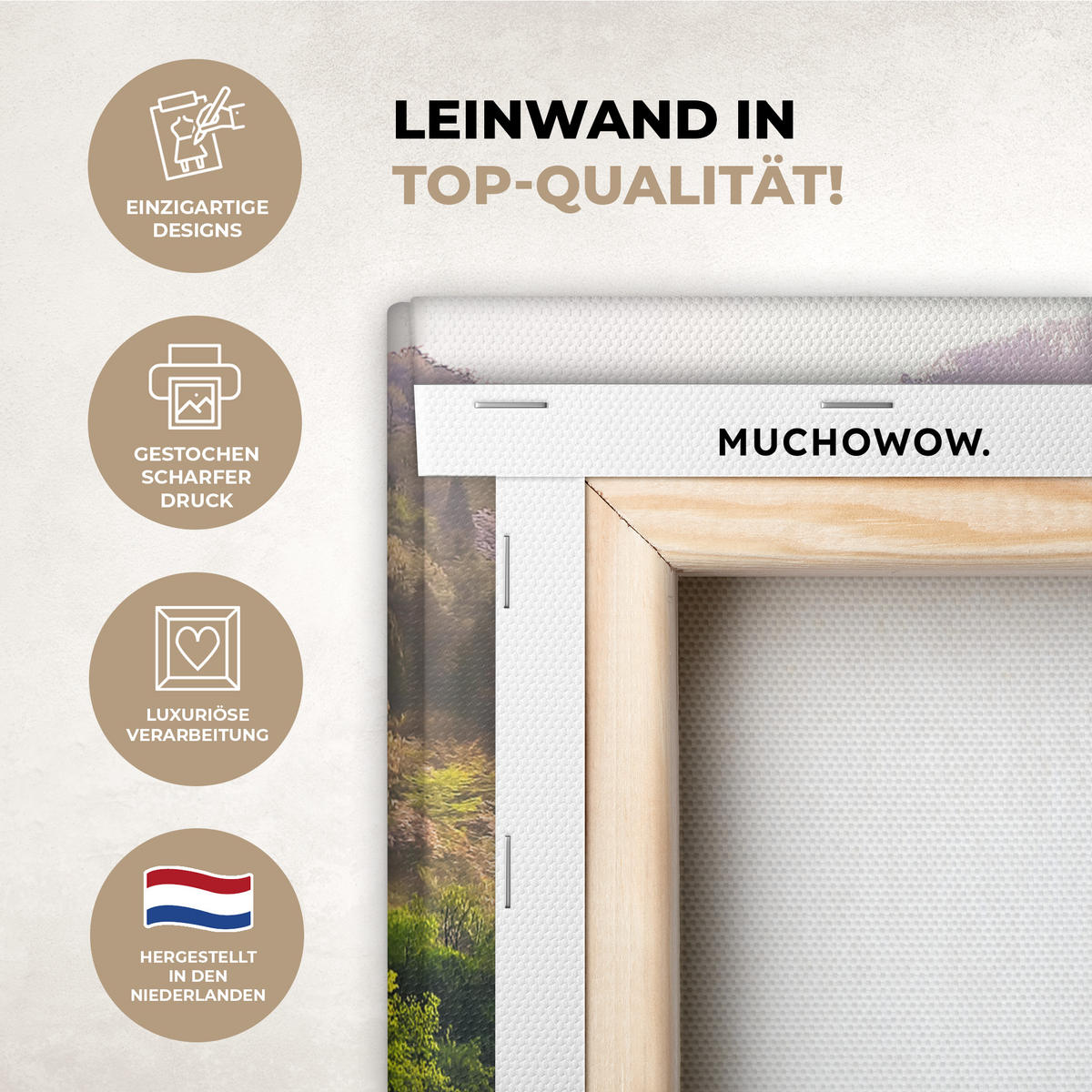 LEINWANDBILD Natur - Bäume - Berge - See - Wasser Deko Wohnzimmer 20x30 cm - Hellgrün, Textil (20/30cm) - MuchoWow