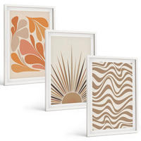 BILDER SET 3er Set - 40x60 cm Weißer Rahmen - Sonnen-Boho-Pastelltönen - Weiß, Kunststoff (40/60cm) - TULUP
