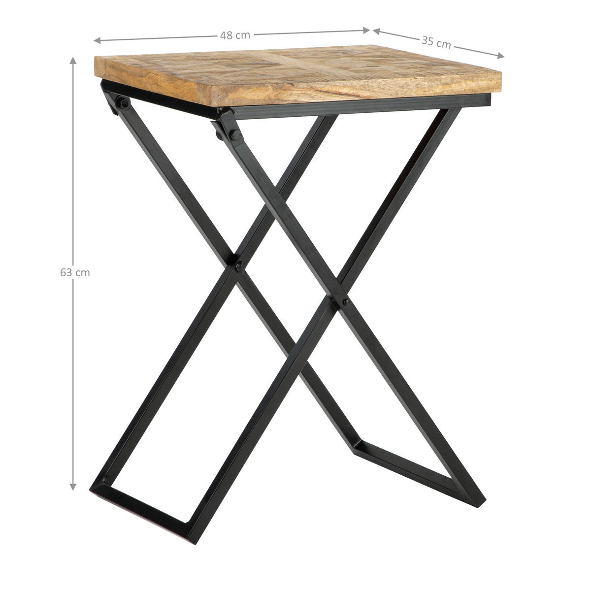 BEISTELLTISCH 48x35x63 cm Natur-Schwarz aus Mangoholz - Naturfarben, Holz (48/35/63cm) - WOMO-DESIGN