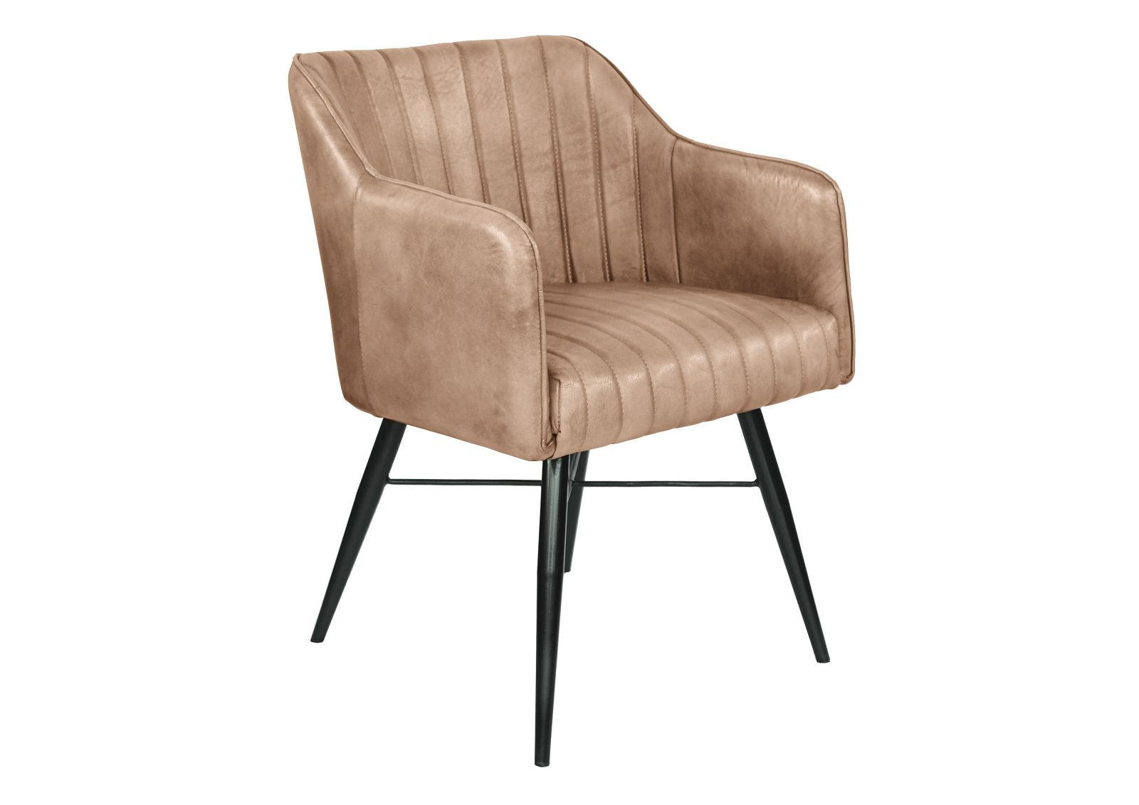 STUHL Echtleder (Büffel) 54 x 61 x 76 cm beige IRON LABEL #12 - Beige, Leder (54/76/61cm) - Massivmoebel24