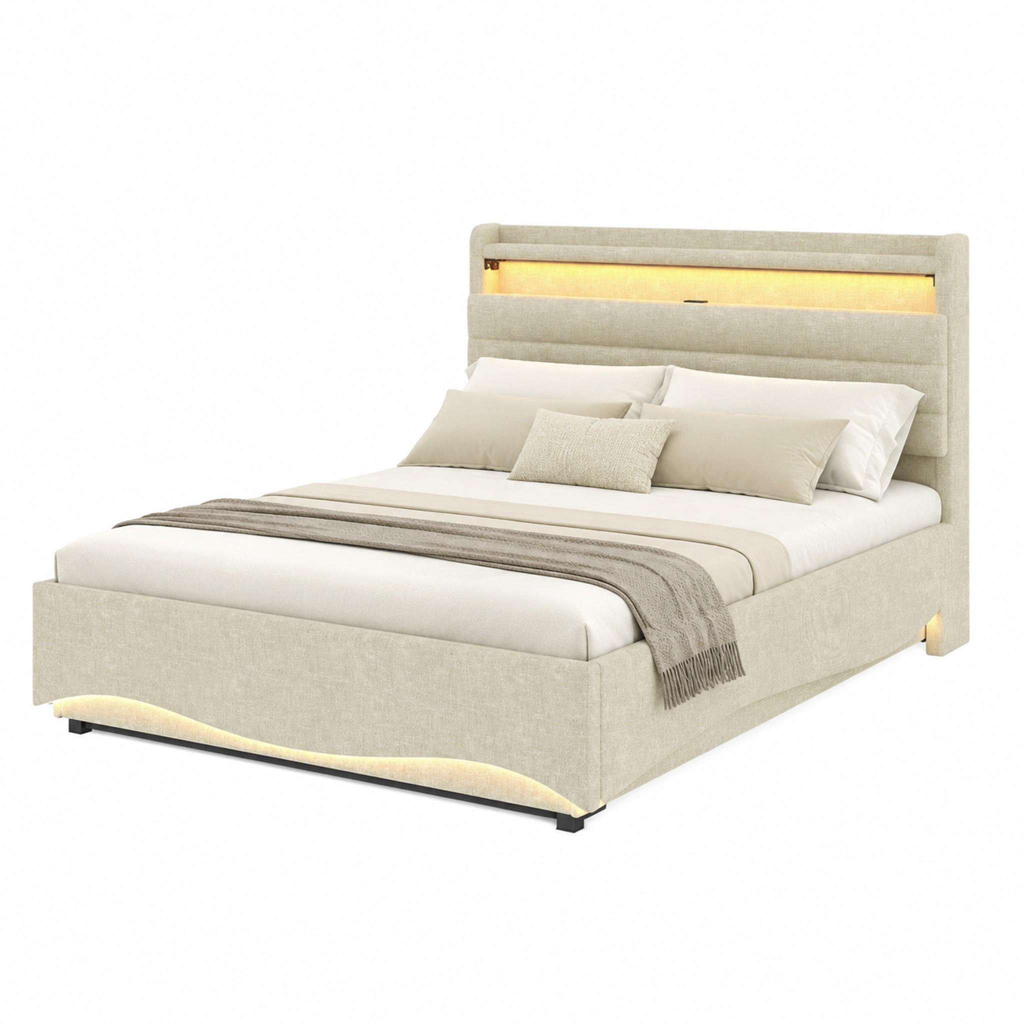 Beauniv Polsterbett Beige 140x200 cm