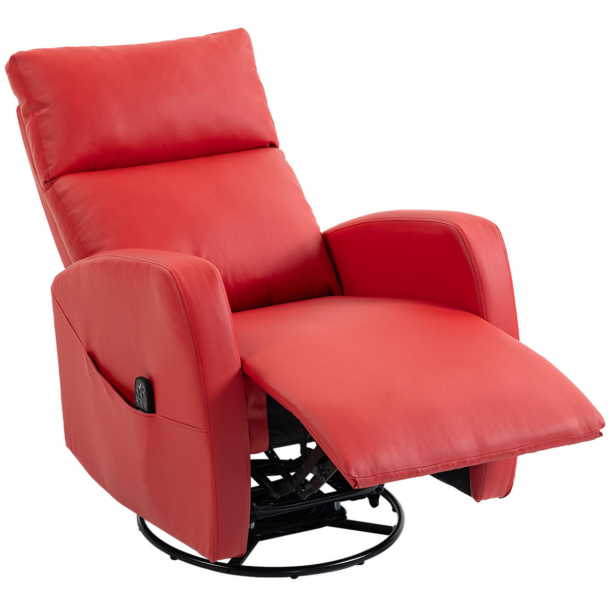 MASSAGESESSEL,LIEGEFUNKTION PU-Leder beheizte Fußstütze Fernbedienung,rot - Rot, Leder (73.5/86/97cm) - Vallsero