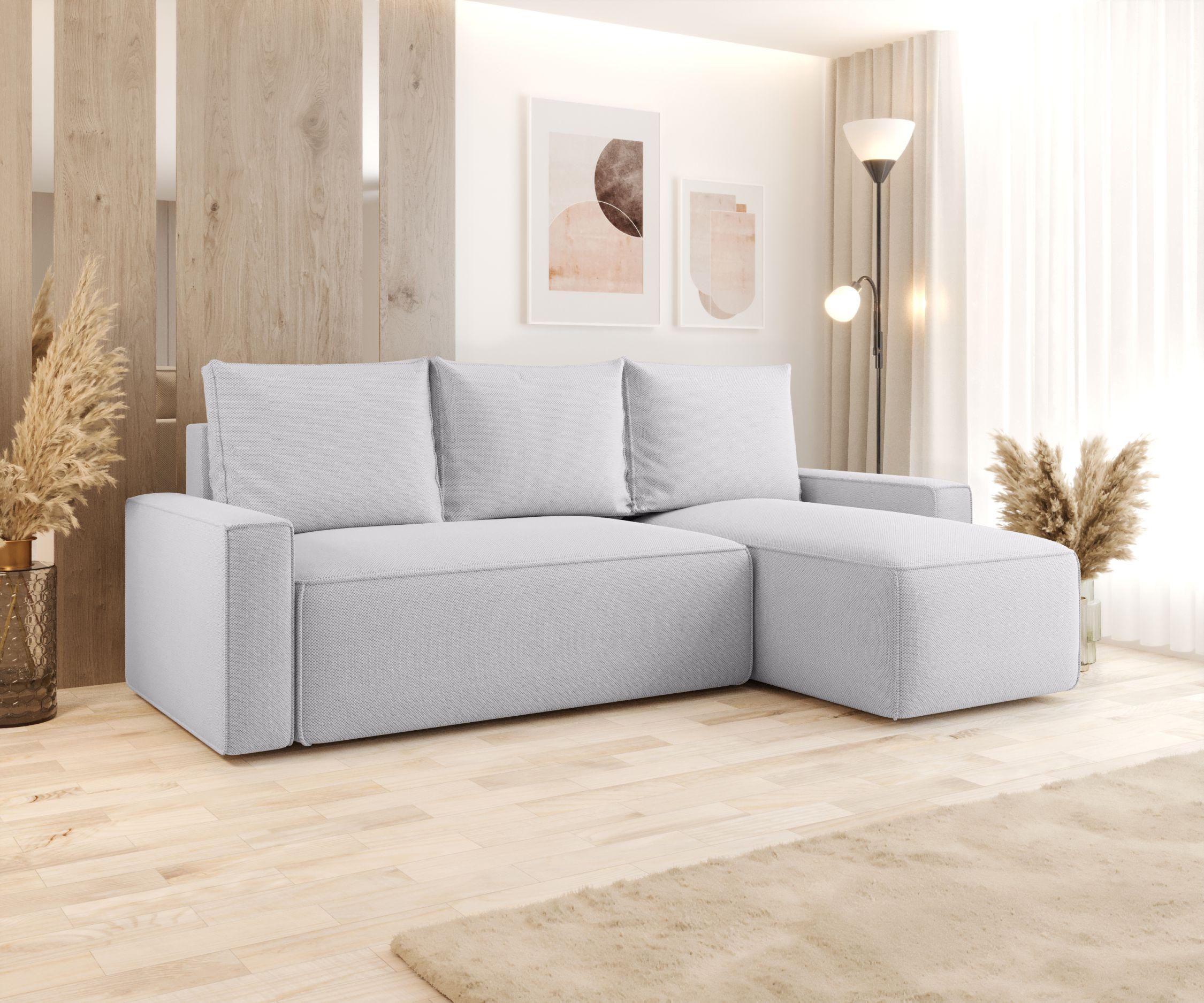 ECKSOFA mit Schlaffunktion SAVIO Curio 80 Rechts - Hellgrau, Textil (232/140cm) - Bedante