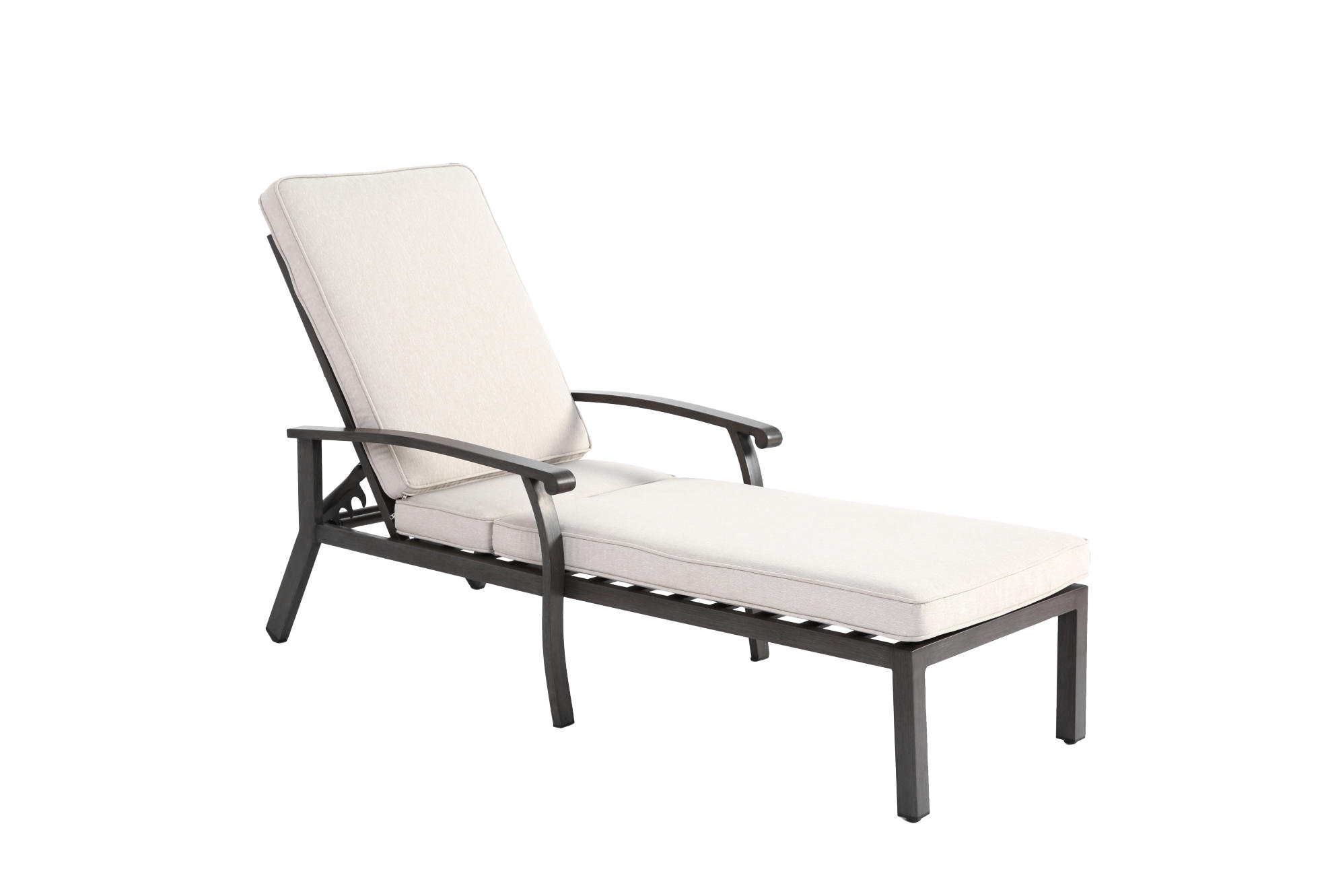 GARTENLIEGE Aluminium mit 5-fach verstellbarer Rückenlehne, Kissen 204/58/100 cm Beige - Beige, Metall (68/100/204cm) - Redom