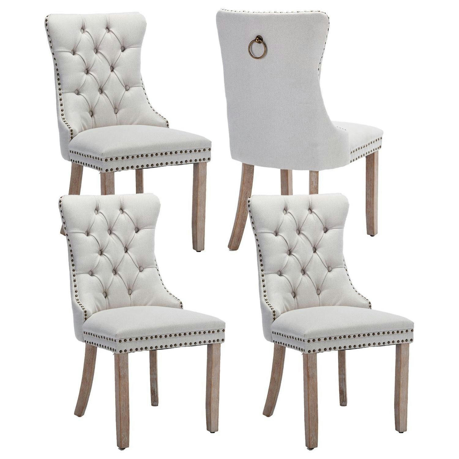 ESSZIMMERSTÜHLE 4er Set Leinenstoff Beige - Creme, Textil (44.5/97.5/54.6cm)