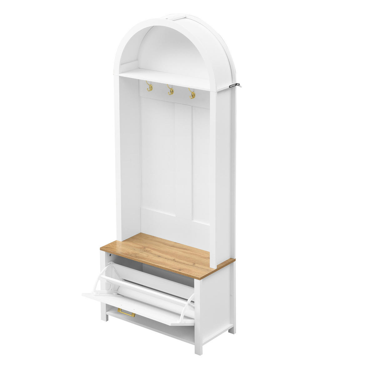 GARDEROBENSCHRANK mit Schuhfach 75 x 35 x 195 cm MDF Weiß Holzoptik - Weiß, Holzwerkstoff (35/195/75cm) - Beauniv