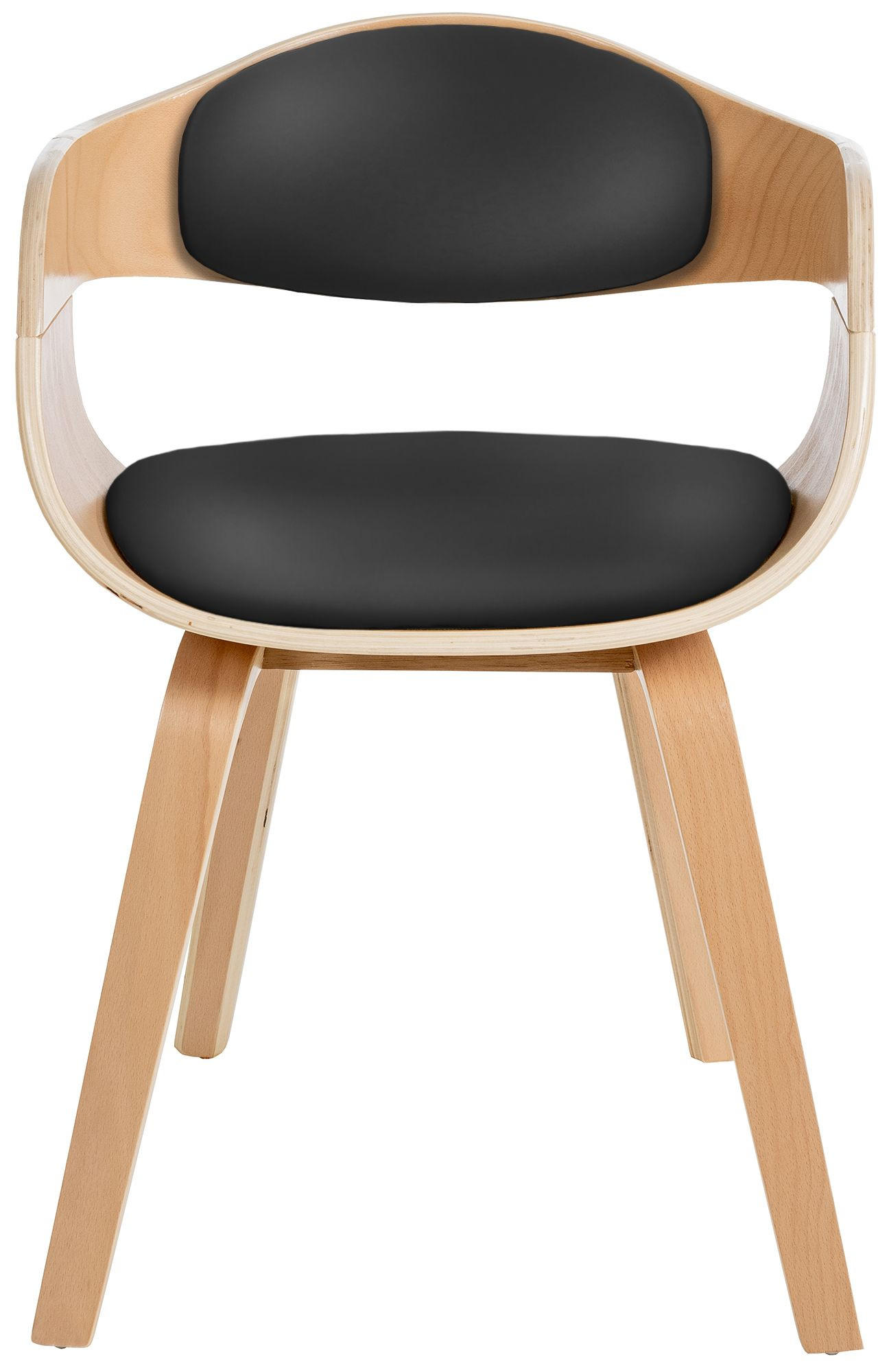 ARMLEHNENSTUHL 2er Set Lederlook Natura/Schwarz - Eukalyptusholzfarben/Schwarz, Holz/Textil (49/73/46cm) - CLP