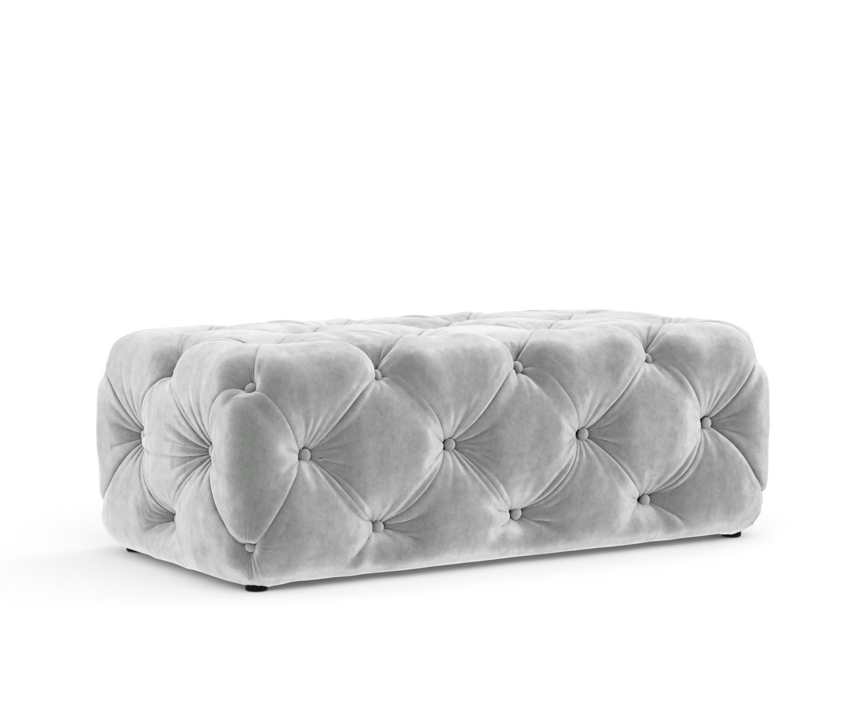 POUF Cosimo Hellgrau Samtstoff - Hellgrau/Schwarz, Holz/Holzwerkstoff (130/39/65cm) - Maison de Reve