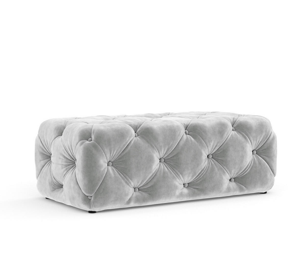 POUF Cosimo Hellgrau Samtstoff - Hellgrau/Schwarz, Holz/Holzwerkstoff (130/39/65cm) - Maison de Reve