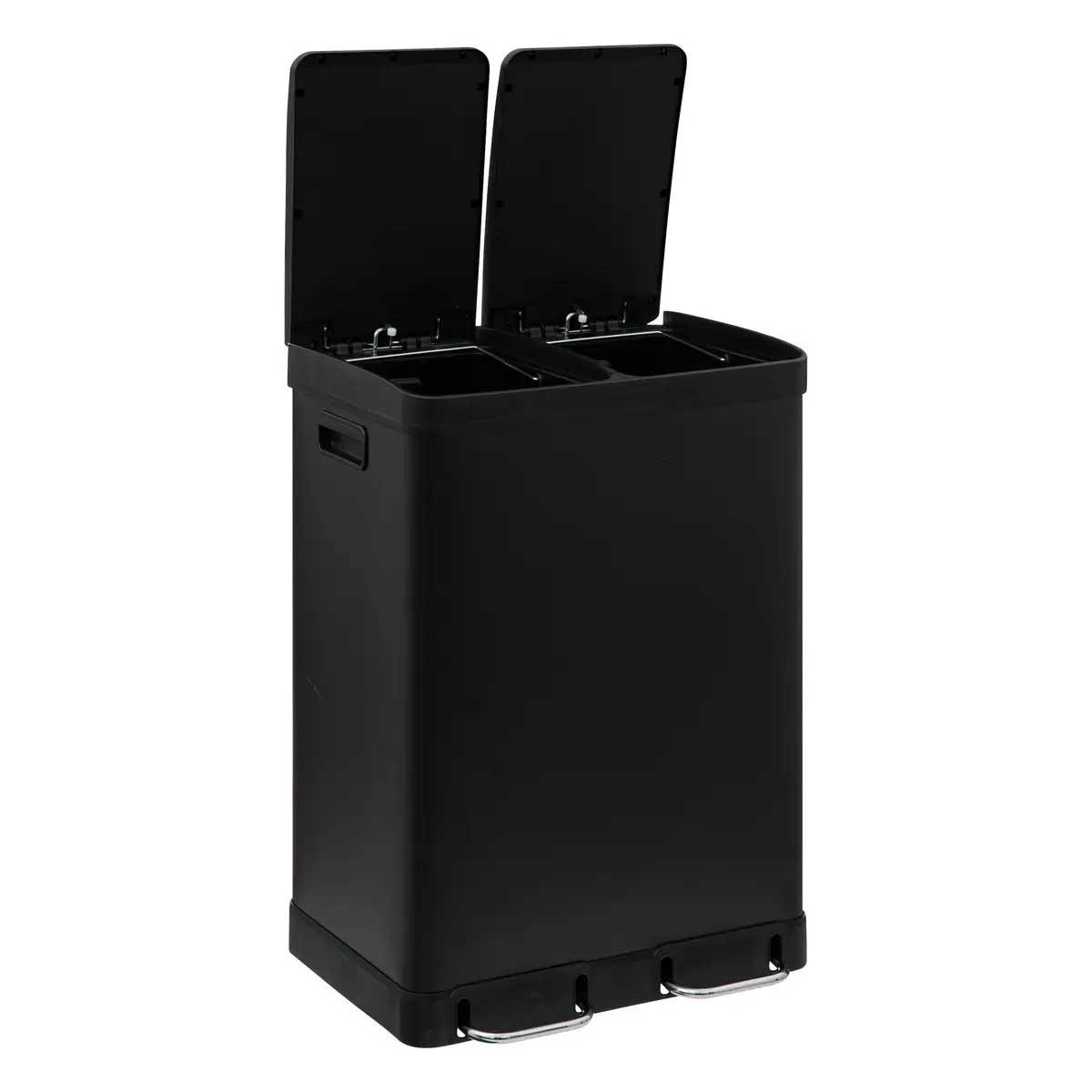 MÜLLEIMER zwei Fächer Ariane 30 l 48,8/39,5/67 cm - Schwarz, Metall (39.5/67/48.8cm) - 5five Simply Smart