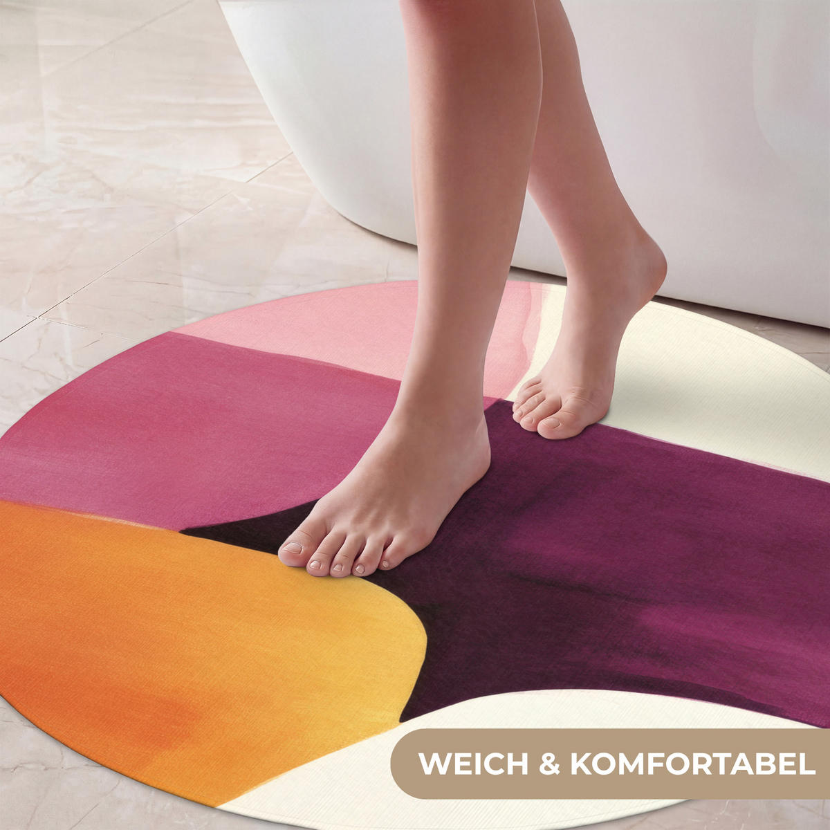 KOUPELNOVÁ PŘEDLOŽKA Tvary - abstraktní - barevné 70x70 cm - terakotová, textil/plast (70/70cm) - OnlyWow