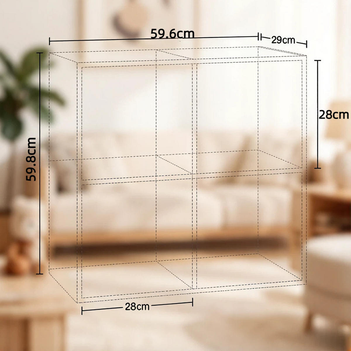 BÜCHERREGAL Grau mit 4 Fächern 60/29/60 cm - Grau, Holzwerkstoff (29/59.8/59.6cm) - PANGIVO