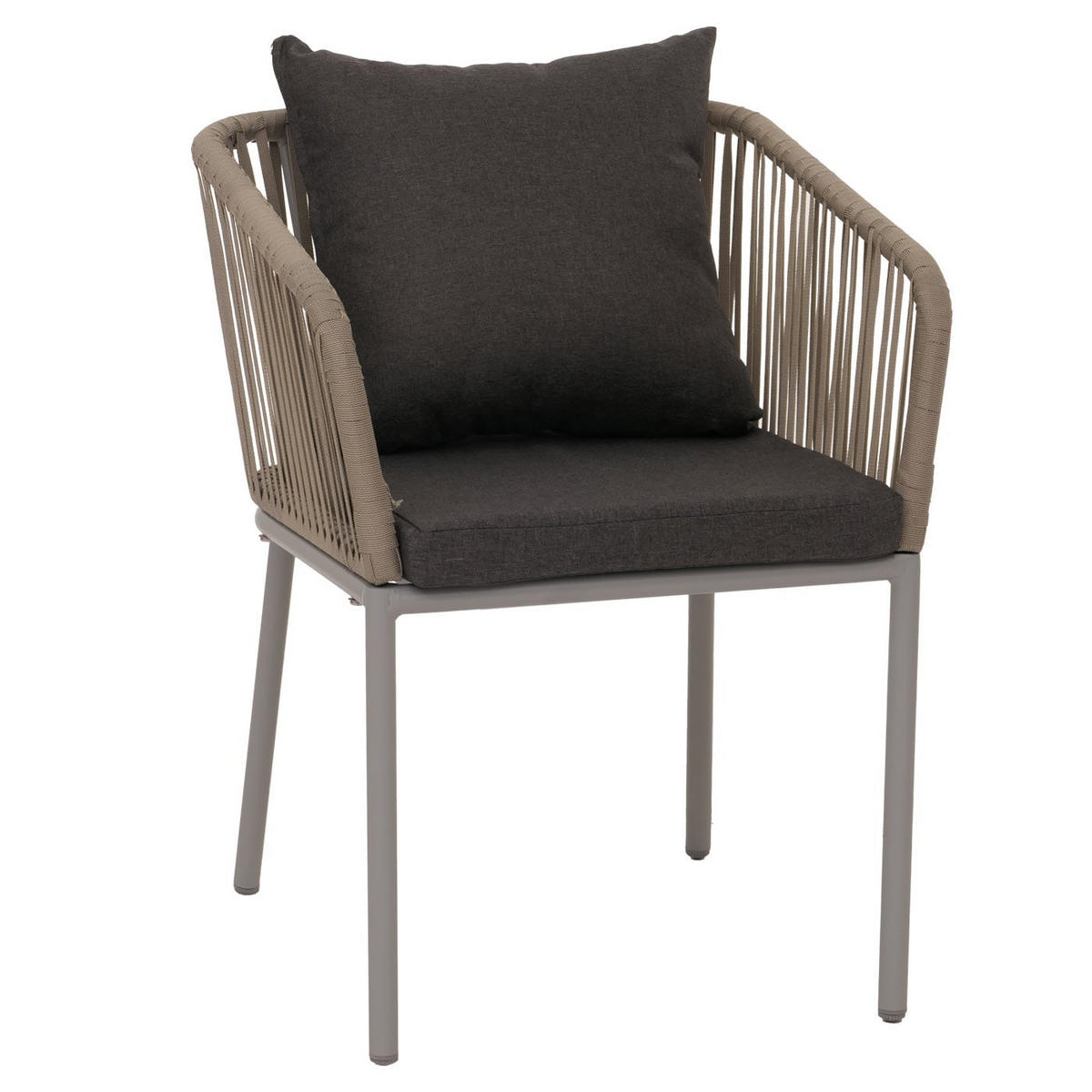 GARTENGARNITUR Tisch+4xStuhl Grau Dunkelgrau - Grau, Metall - PROREGAL