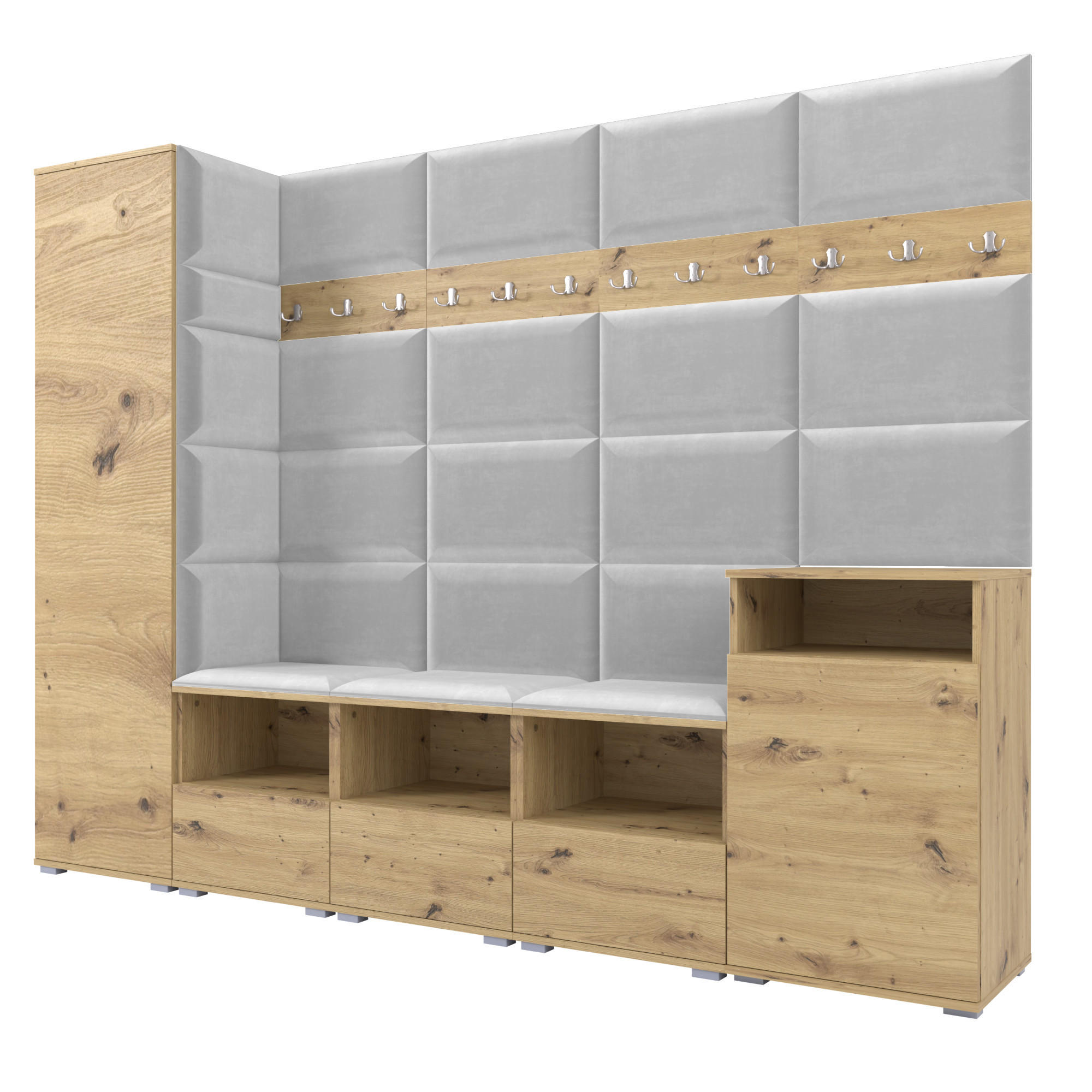 Ravio Garderobe Eiche Artisan, Hellgrau 250x187x40 cm