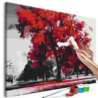 MALEN NACH ZAHLEN 50/40 cm - Rot/Schwarz, Textil (1.4/40cm) - KUNSTLOFT