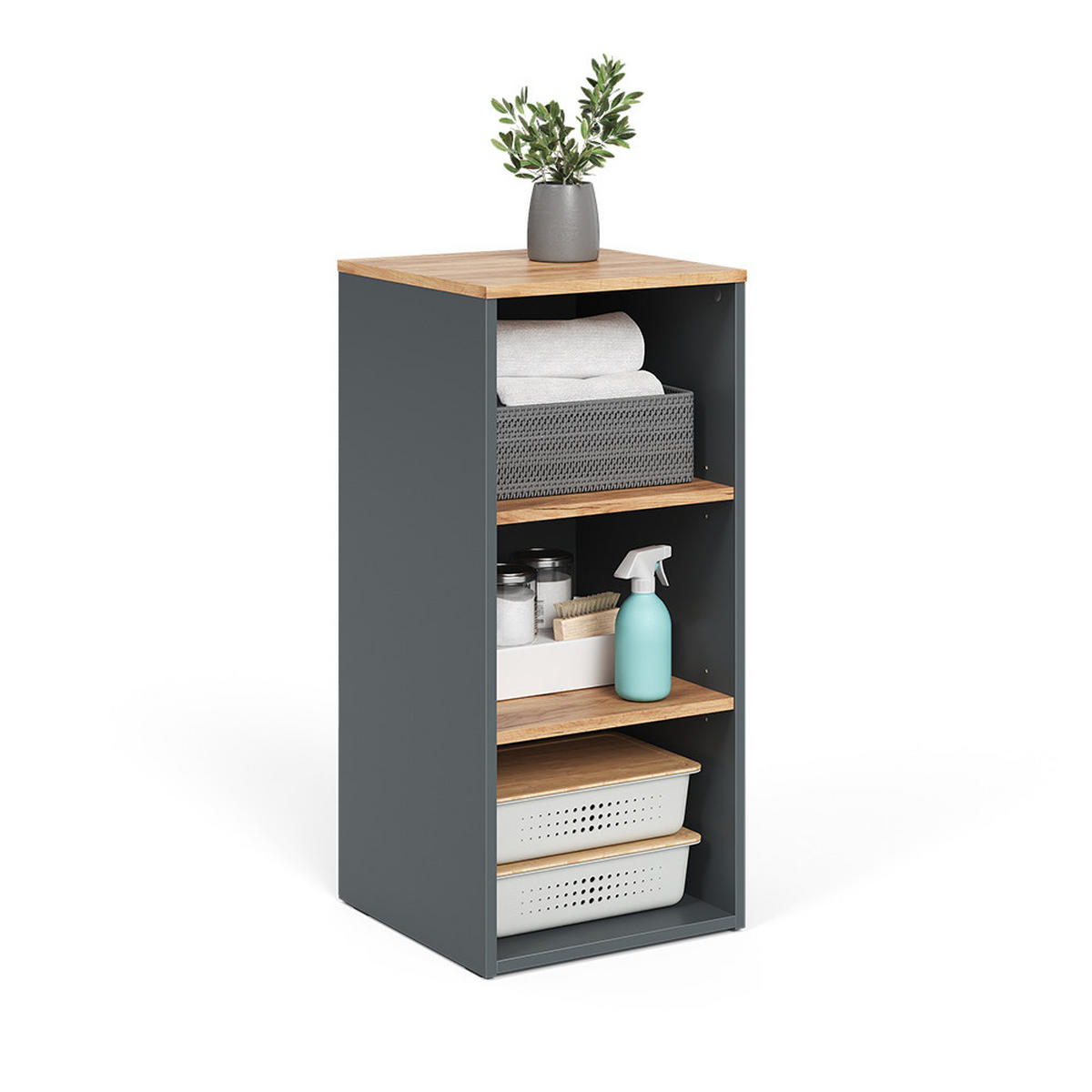 MIDISCHRANK Viktor Anthrazit/Goldkraft Eiche 40.2 x 88.2 cm - Honigeiche/Anthrazit, Holzwerkstoff (40.2/88.2/40.5cm) - Vicco