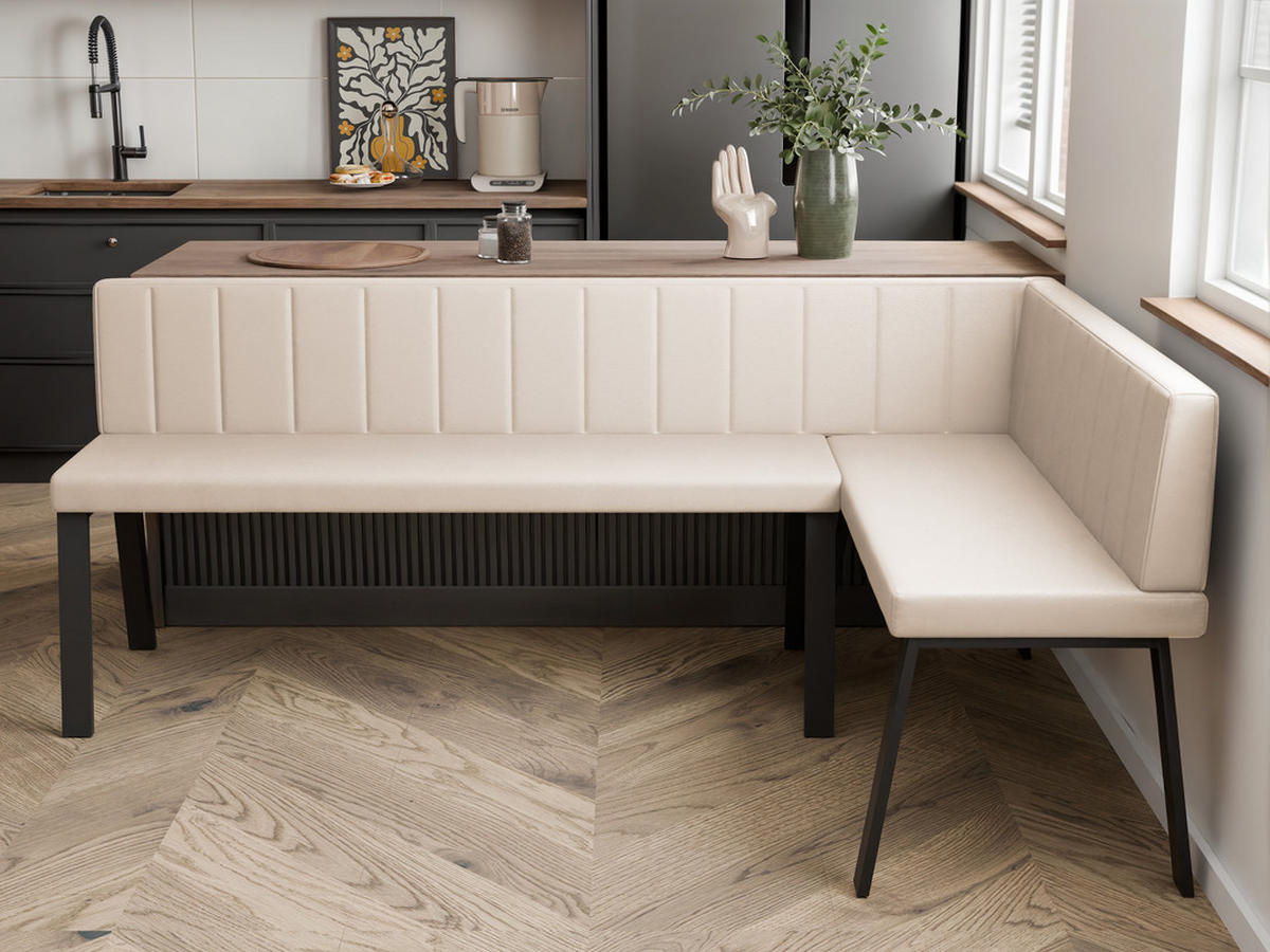 ECKBANK rechts MONO Y Kunstleder gesteppt, 142/196 cm Beige - Beige, Kunststoff/Textil (142/196cm) - Idohome