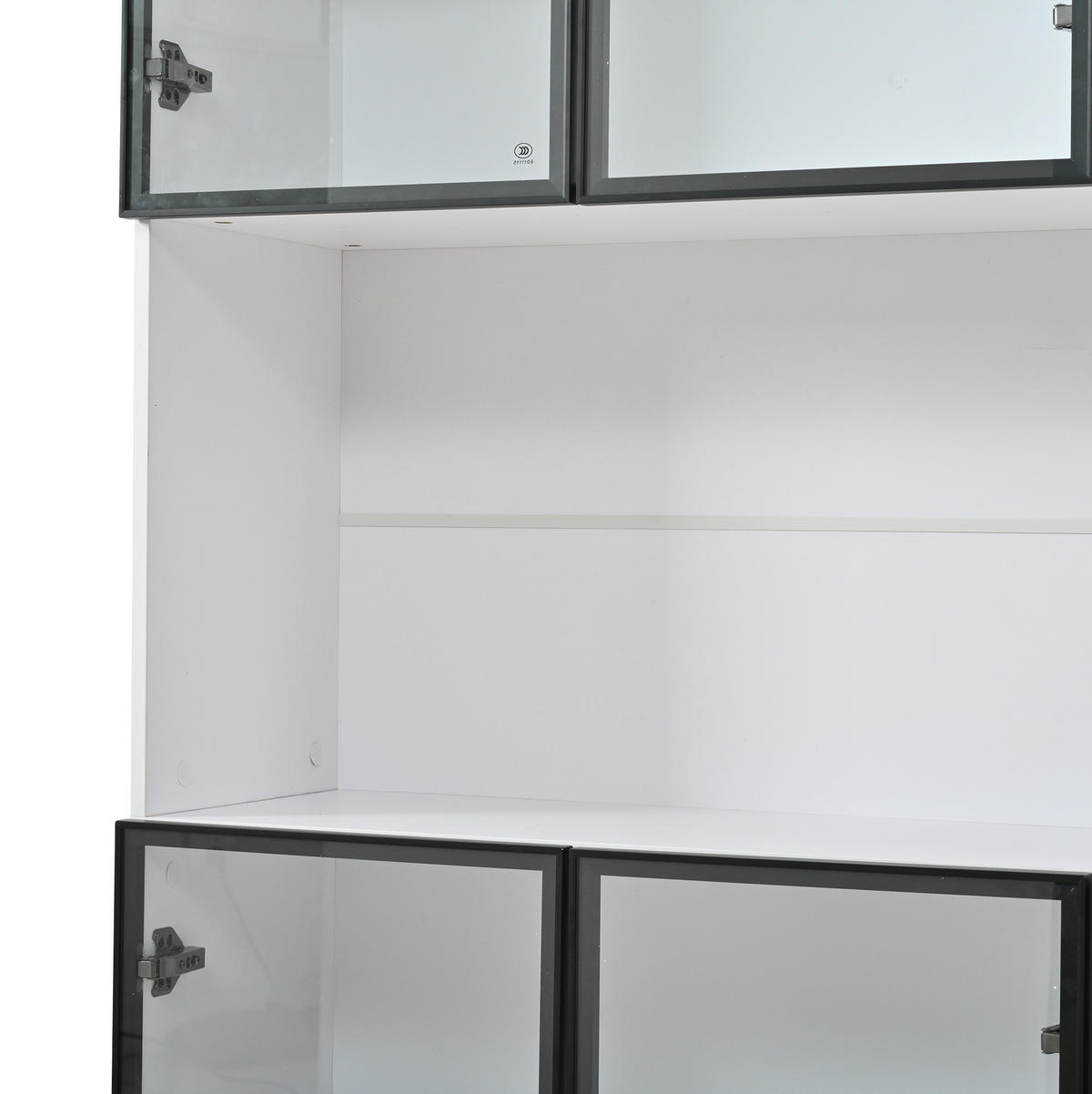 VITRINE aus MDF und Glas 120x34x200 cm Weiß mit LED-Beleuchtung und 6 Türen - Weiß, Holzwerkstoff (120/200/34cm) - IVMEU