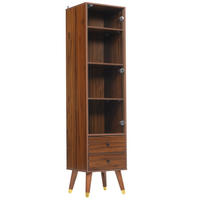 VITRINE in Walnussfarben mit Glastür und 2 Schubladen für Wohnzimmer, B39,8/T35/H160 cm - Transparent/Walnussfarben, Glas/Holzwerkstoff (39.8/160/35cm) - STILVORA