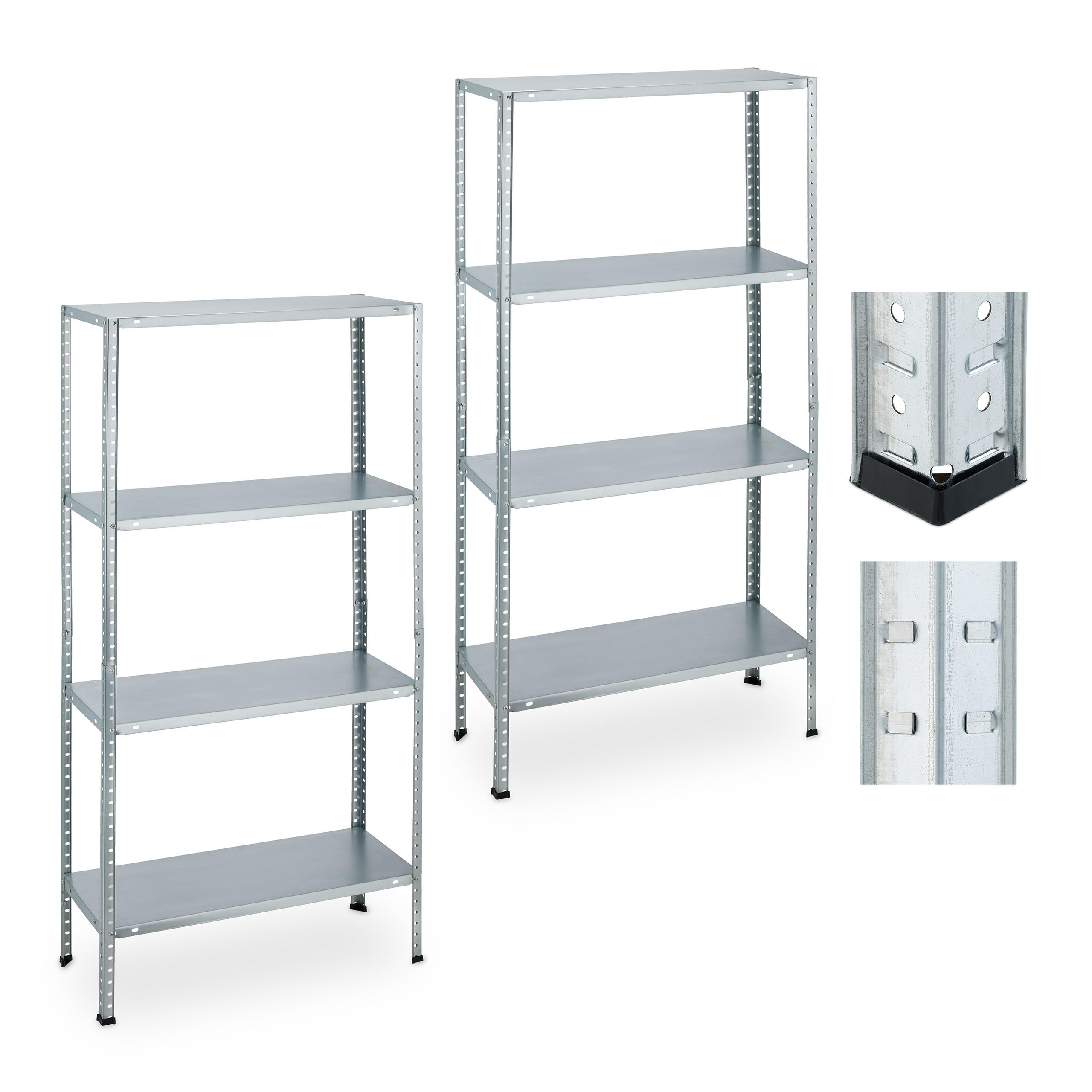 2XSCHWERLASTREGAL - Silberfarben, Kunststoff/Metall (75.5/147.5/30.5cm) - Relaxdays