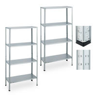 2XSCHWERLASTREGAL - Silberfarben, Kunststoff/Metall (75.5/147.5/30.5cm) - Relaxdays