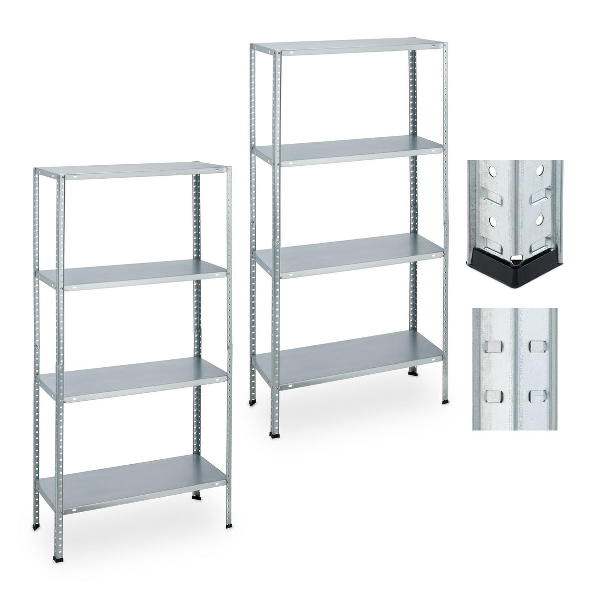 2XSCHWERLASTREGAL - Silberfarben, Kunststoff/Metall (75.5/147.5/30.5cm) - Relaxdays