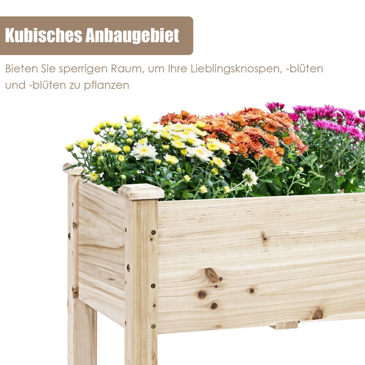 HOCHBEET Pflanzbeet Pflanztrog Holz - Apfelbaumfarben, Holz (44/51/120cm) - COSTWAY