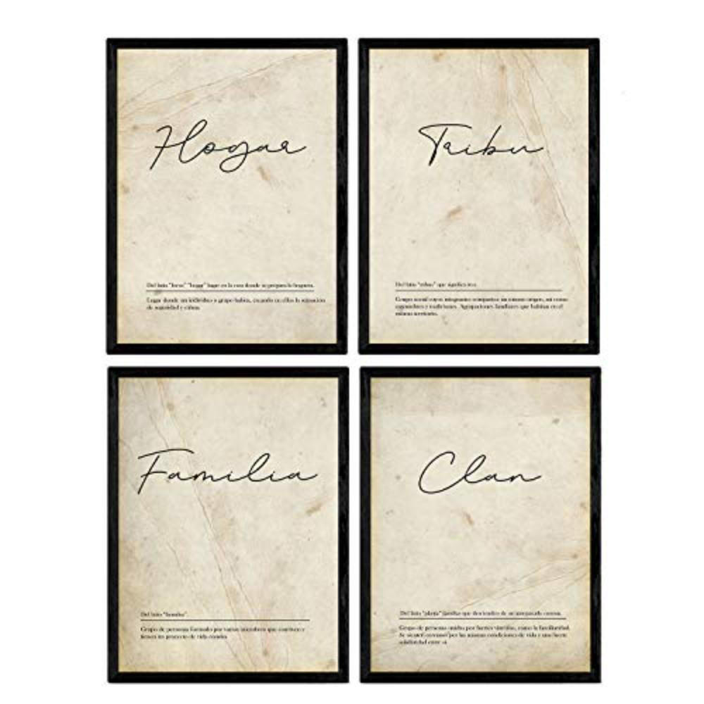 POSTER Set mit 4 Wortdefinitionen für Familie Nordic Weißen A3 Rahmenlos - Klar, Papier (29.7/3cm) - Nacnic