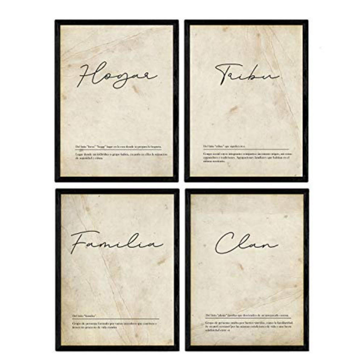 POSTER Set mit 4 Wortdefinitionen für Familie Nordic Weißen A3 Rahmenlos - Klar, Papier (29.7/3cm) - Nacnic
