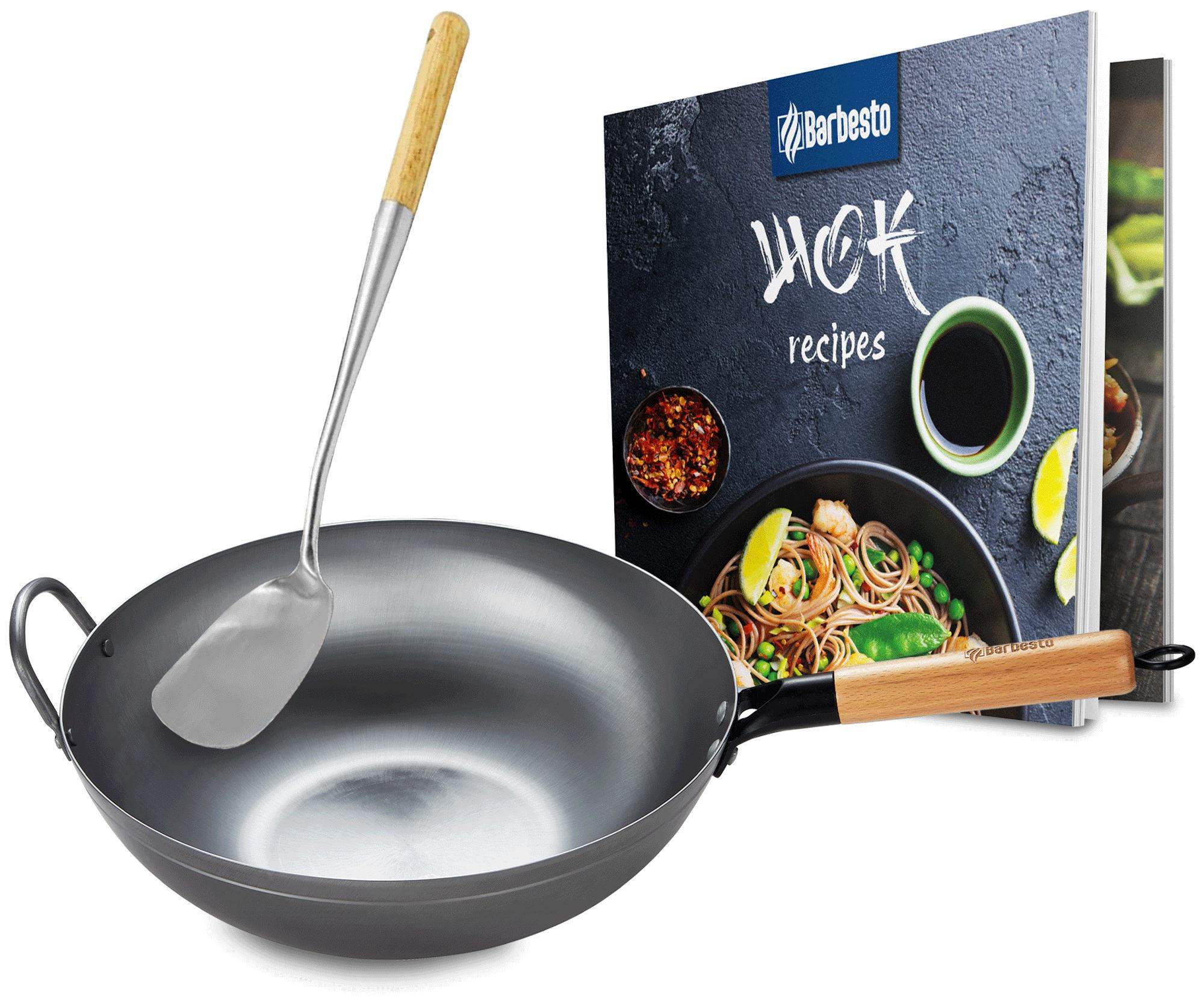 WOK - Eukalyptusholzfarben, Metall (34cm) - CLP
